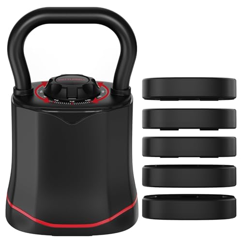 HXD-ERGO Adjustable Kettlebell, 6-in-1 Quick-Switch Kettlebell Sets (6.5-40 LBS) with Two-Way Rotation, Space Saving Kettlebells Adjustable Weight for Full Body Workouts at Home Gym