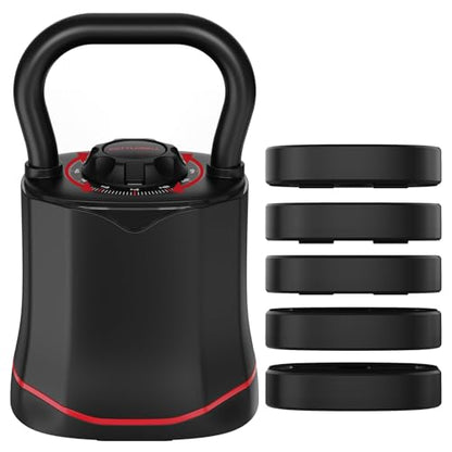 HXD-ERGO Adjustable Kettlebell, 6-in-1 Quick-Switch Kettlebell Sets (6.5-40 LBS) with Two-Way Rotation, Space Saving Kettlebells Adjustable Weight for Full Body Workouts at Home Gym