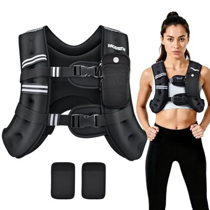 Weighted Vest,6lb/8lb/10lb/12lb/16lb/20lb/25lb/30lb Weight Vest with Reflective Stripe, Body Weight Vests for Women, Men, Weight Loss Workout, Strength Training, Running, Walking, Jogging