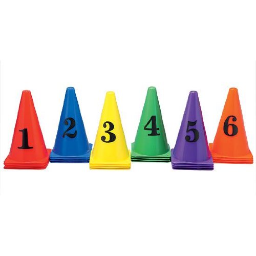 Numbered Cones - Multi-colored - 6 Colors Per Number - Group Markers - Organization Tools - Set of 36