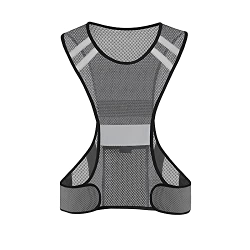 TCCFCCT Reflective Running Vest, High Visibility Running Gear with Large Pocket - color: 1 Pack Mesh Grey
