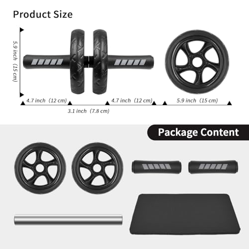 Ab roller wheel with knee pad for abdominal exercise core workout weight loss no noise easy to assembling light weight perfect home gym equipment for men & women