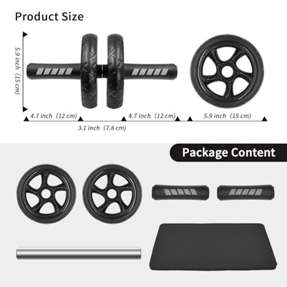 Ab roller wheel with knee pad for abdominal exercise core workout weight loss no noise easy to assembling light weight perfect home gym equipment for men & women