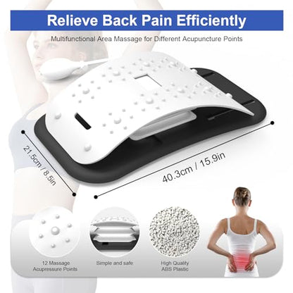 ZhanHao Back Stretcher for Lower Back Pain Relief,Adjustable Lumbar Traction Device, Ergonomic Spine Board with Acupressure Points,Back Massager for Spinal Decompression and Scoliosis