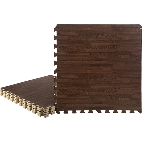 Stalwart Wood Grain Foam Floor Tiles - 24sqft Total, Dark, 6-Pack - color: Dark Wood Grain, size: 6 Pack