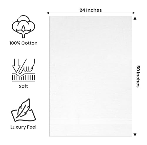 Large Bath Towels Pack of 6 – 24" x 50", 100% Cotton Terry – Soft, Quick-Dry & Highly Absorbent – Black Towels for Bathroom, Spa, Shower, Pool & Daily Use