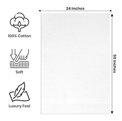 Large Bath Towels Pack of 6 – 24" x 50", 100% Cotton Terry – Soft, Quick-Dry & Highly Absorbent – Black Towels for Bathroom, Spa, Shower, Pool & Daily Use
