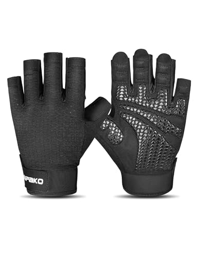 Workout Gloves for Men and Women, Half-Finger Gym Gloves, Shock-Absorbing, Anti-Slip & Breathable Exercise Gloves, Black - size: Large (Palm Width: 4.09 inches)