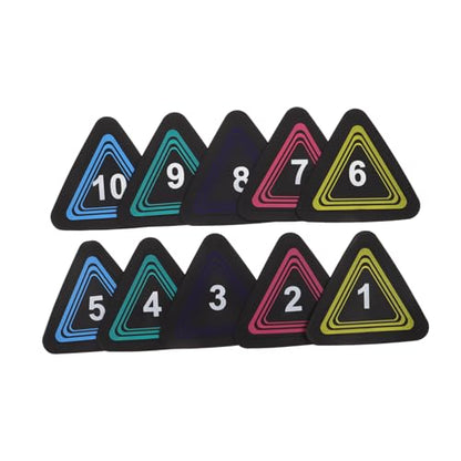 TOYANDONA 10pcs Non-Slip Football Triangle Field Markers with Numbers 1-10, Gym Agility Dots for Basketball Speed Training and Fitness Drills