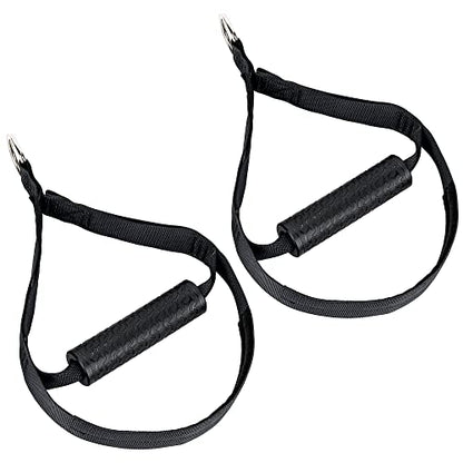 Cable Attachment Handles for Suspension Trainer or Resistance Bands, Home Gym Accessory with Rubber Grip and Foot Loops