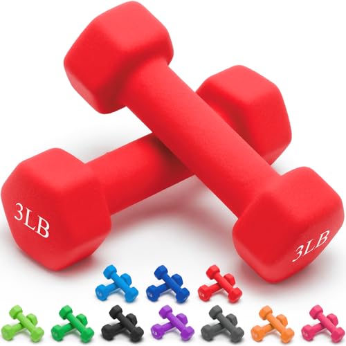 Portzon Weights Dumbbells 10 Colors Options Compatible with Set of 2 Neoprene Dumbbells Set,1-15 LB, Hand Weights for Exercise and Muscle Toning ，Anti-Slip, Anti-roll, Hex Shape