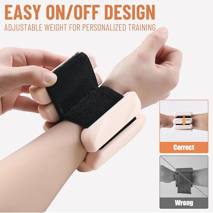 Wrist & Ankle Weights for Women and Men, 2lbs/4lbs Pairs Adjustable Silicone Weighted Bangles for Arm & Leg Workouts, Perfect for Pilates, Barre, Yoga, Walking & Home Fitness