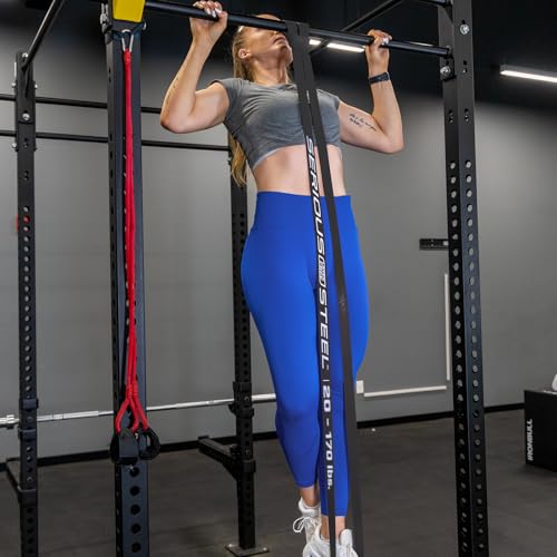 Serious Steel Fitness Non Latex (Latex Free Resistance Bands) Resistance Bands Exercise Bands | Use for Pull-Ups, At Home Workouts, Strength Training and Resistance Training(41" Sets) - color: Tan Set (5-Bands) [3-170 lbs]