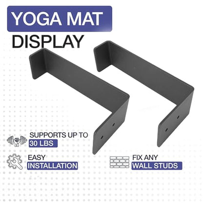 VBESTLIFE 2Pack Wall Yoga Mat Storage Rack, Yoga Mat Holder Wall Mount for Foam Rollers, Resistance Bands, Fitness Accessories, Home Gym Organizer