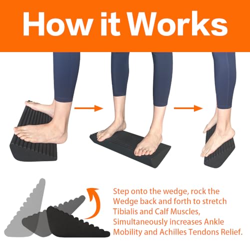 Slant Board Incline Board for Calf Stretching, Squats, Foot Stretch and Calf Raise, Squat Wedge Calf Stretcher for Strength and Balance Training