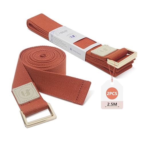 Yoga Straps 1.8M or 2.5M, Durable Cotton Yoga Straps for Stretching, Adjustable Yoga Belt Strap for Yoga, Dance, Gym Workouts - color: Orange, size: 2.5M 2PCS