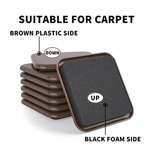 Square Furniture Sliders – 16 PCS 2.5" Floor Protectors for Furniture - Furniture Movers Sliders – Protects Floors from Scratches-Brown - size: 16pcs 2.5"brown