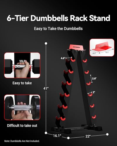 HARISON 6-Tier Dumbbell Rack Stand, A-Frame Design Weight Rack for Dumbbells, Strength Training Dumbbells Storage Rack for Home Gym (Rack Only)