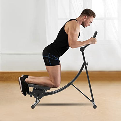 Abdominal Trainers,Ab Workout Equipment, Ab Machine with Height Adjustable,Foldable Abdominal Exercise Machine with LED Display - color: Black