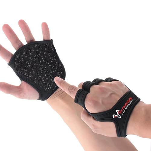 FITNESS FORCE Workout Gloves for Men & Women Partial Weight Lifting Gloves Non-Slip Gym Grip for Weight Lifting Calluses Guard Fingerless Exercise Gloves with Full Palm Protection