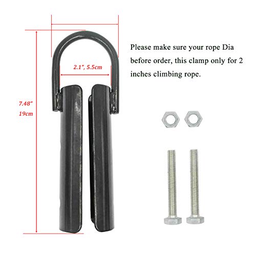 2.0” Climbing Rope Clamp，Rope Climb Workout Rig Attachment Hook Rope BR-Clasp Garage Gym Fitness Equipment with Carabiner Eyehook Strength Training Home Indoor Safety - color: 2.0" 1 PC Black