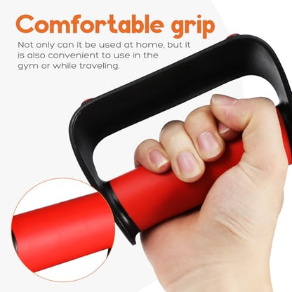 Push up Handles and Stands for Floor Workouts, Non-slip Red Pushup Bars, Portable Strength Training Equipment for Home Gym and Calisthenics