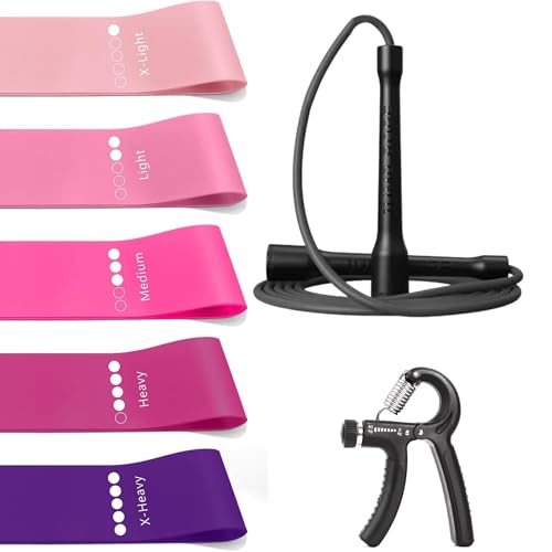 3-in-1 Fitness Power Pack - Resistance Bands Set 5 Pcs + Speed Jump Rope + Adjustable Hand Grip – Full Body Workout Combo for Cardio, Strength & Weight Loss at Home or Gym