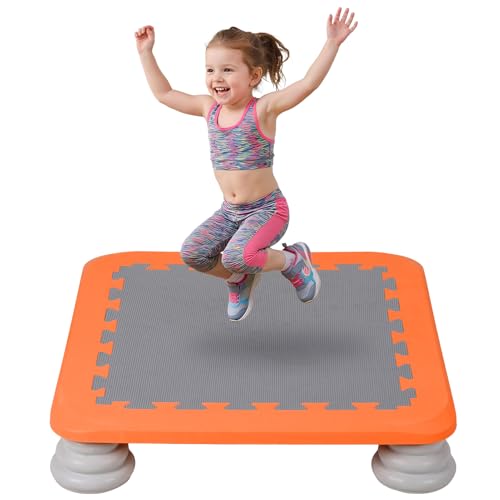 Mini Trampoline for Kids, Indoor Rebounder, Non-Slip Sensory Trampoline, Bounce Board for Sensory Integration Training, Compact Indoor Outdoor Active Play, 200 lb Capacity - color: Orange