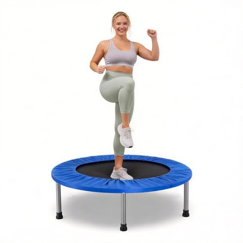 Fitvids 40" Trampoline – Fitness Rebounder with Adjustable Foam Handle - color: Blue
