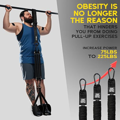 HOXWC Pull Up Assistance Bands, Adjustable Heavy Duty Resistance Band for Pull Up, 3 Pull Up Bands, Comfortable Fabric Feet/Knee Rest, Assistance Bands for Pull-Up, Home Fitness, Body Stretching - color: Black