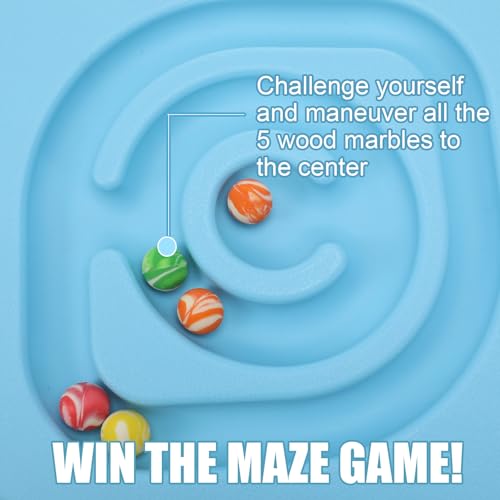 Seenelling Kids Maze Balance Board Sensory Training Toy, Blue, Round - color: Blue, style: Round