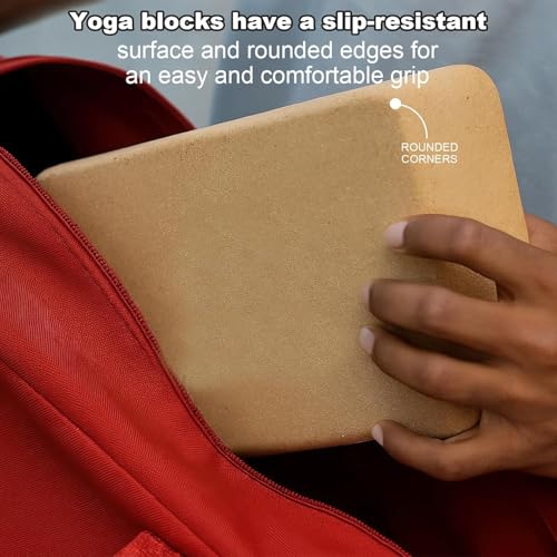 4 Pack Cork Yoga Blocks, Non Slip and High Density Yoga Blocks, Natural Wood Brick for Exercise, Pilates, Stretching, Balance, Gym, Home Workout,9 x 6 x 4Inch