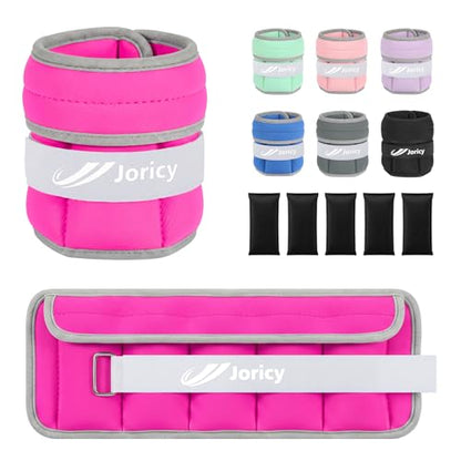 Adjustable Ankle Weights for Women Men A Pair of 1-3/4/5/6/8/10/20LBS - color: Rose Red