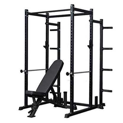REP Fitness PR-1100 Power Rack Home Gym System, Squat Cage with Attachment Compatibility Multi-Grip Pull Up Bar, Adjustable J Cups, Extended Safeties, 700 lb Capacity, Strength Training Equipment - style: Power Rack + AB-3100 Incline Bench + Weight Storag