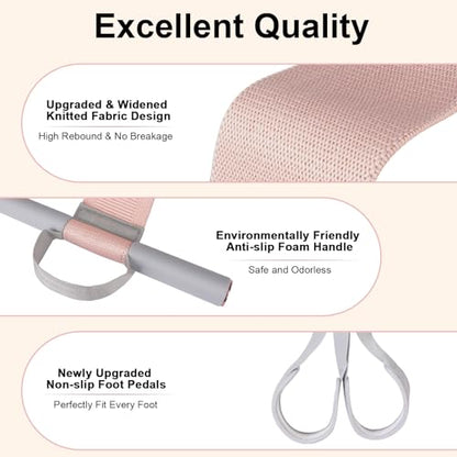 Fabric Resistance Band with Handles,Non-Slip Foot Pedal Puller for Strength Muscle Training,120lb Full-Body Fitness Band,Working Out Stretch Band Equipment for Leg Arm Chest Core Wrist Ankle