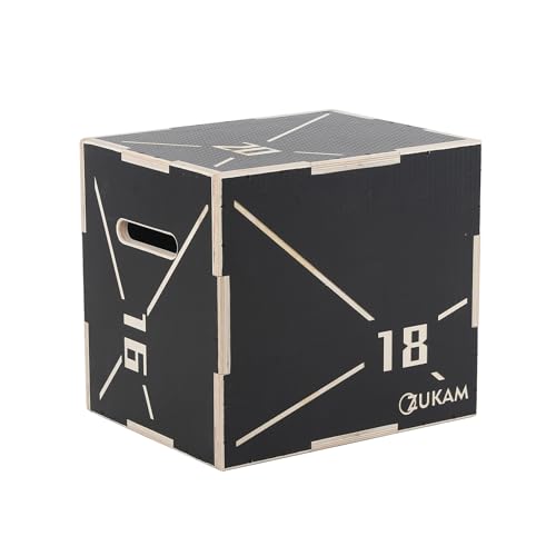 Non-Slip Wood Plyometric Jump Box- 3-in-1 Wooden Plyo Box for Home Gym and Outdoor Workout - size: 20" x 18" x 16"