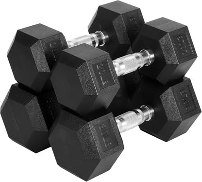 IDEAHOUSE Non-Slip Hex Dumbbells - Rubber & PEV Coated Free Weights with Anti-Roll Handles for Unisex Strength Training (Home Gym Exercise Equipment) - size: 100 Lb Set(Pair of 20, 30)