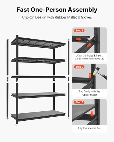 VEVOR Garage Shelving, 5-Tier Adjustable Storage Shelves, 3000 lbs Heavy Duty Garage Shelves, Metal Utility Rack Shelf for Garage Workshop Warehouse Basement, 59.49" W x 20.55" D x 71.38" H - size: 20" D x 59" W x 71.4"