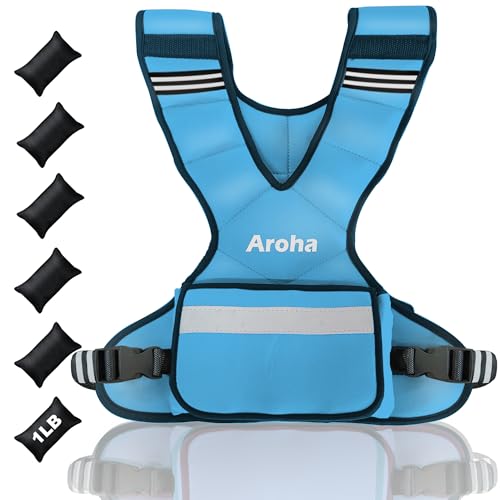 Adjustable Weighted Vest for Women & Men, 4-10lb/11-20lb/20-32lb Vest with 6 Ironsand Weights for Strength Training and Home Workout, Weight Vest with Reflective Strip for Running, Walking - color: Blue, size: 4-10lb