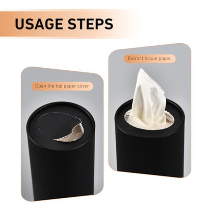 4 PCS Car Tissue Holder, Car Cup Holder Convenient Travel Tissue Tube, Refillable Auto Cup Holder Round Napkin Container with 120 Sheets Facial Tissues, Universal for Most Cars (Black)
