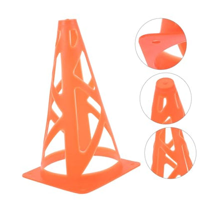 Slotted Marker Cones Neon Orange Football Obstacle Training Pylons Windproof Flat Design for Soccer Agility Drills Indoor Outdoor Use