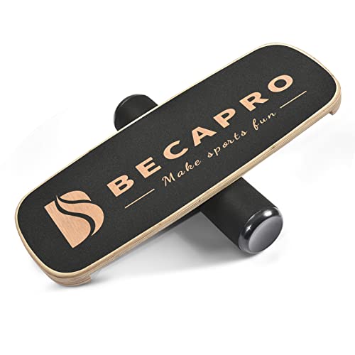 Balance Board Trainer, Wooden Balance Board with Adjustable Stoppers -3 Different Distance Options-Balance Exercise Equipment for Fitness Work - color: black
