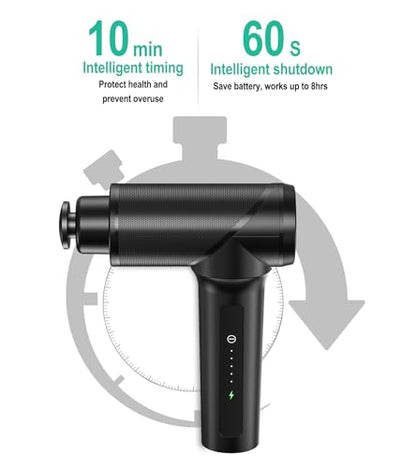 Medcursor Massage Gun - High Intensity Brushless Motor, Handheld Percussion Deep Tissue Massager with 6 Massage Heads for Sore Muscle and Stiffness, Gifts for Father/Dad (Black)