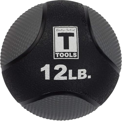 Body-Solid (GMR10B-PACK Medicine Ball Set for Upper and Lower Body Workouts - Superior Grip & Textured Surface Includes 4, 6, 8, 10, 12 Pound Balls with Convenient Rack Stand