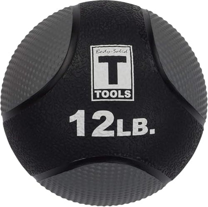 Body-Solid (GMR10B-PACK Medicine Ball Set for Upper and Lower Body Workouts - Superior Grip & Textured Surface Includes 4, 6, 8, 10, 12 Pound Balls with Convenient Rack Stand