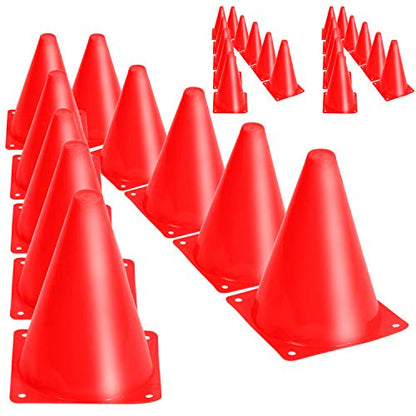 30 Packs 9 Inch Sports Training Cones, Traffic Cones with Rounded Edges for Safety, Soccer, Football, Basketball Coaching, Agility, Drill Training, Field Marker Cones,Red