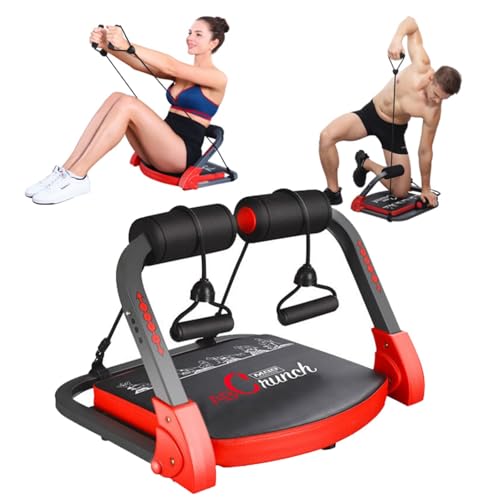 Ab Machine Ab Workout Equipment Sit Up Machine & Exercise Equipment Ab Crunch Machine for Stomach Workout Ab Core Trainer Abdominal Machine for Home Gym with Resistance Bands - color: Red