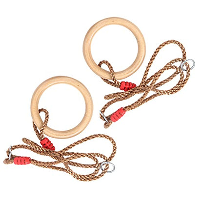 2pcs Wooden Gymnastics Rings with Adjustable Ropes Fitness Training Rings for Children Adults Indoor Equipment Outdoor Indoor