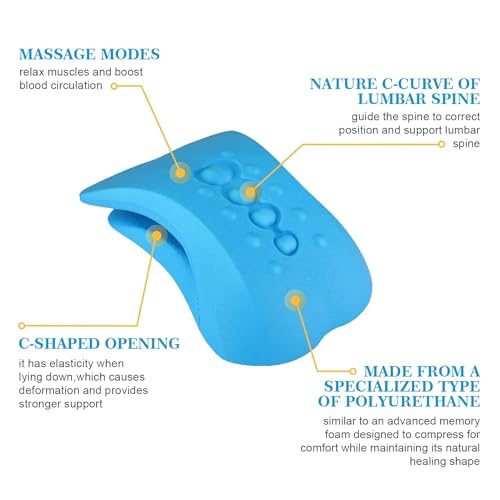 Z3 Back Stretcher for Back Pain Relief, Lower Back Stretcher Back Stretching Cushion, Lumbar Stretcher Device Helps with Spinal Stenosis Herniated Disc Sciatica Nerve, Blue (Blue)