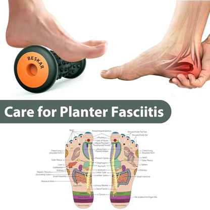 BESKAR Foot Massage Roller for Relief Plantar Fasciitis, Foot Reflexology Tool Pressure Point Massage Roller, Deep Tissue Massage for Relieving Feet Arch Heel Pain, Myofascial Pain Syndrome